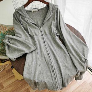 Plain Hooded Zipper Dress