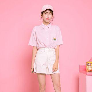 Slit-hem Stitch-trim Shorts