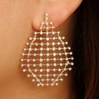 Rhinestone Droplet Statement Earring Gold - One Size