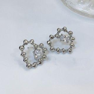 Heart Rhinestone Alloy Earring 1 Pair - Silver - One Size