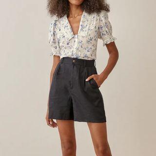 Puff Sleeve Floral Print Button-through Top