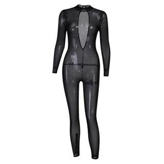 Long-sleeve Mesh Jumpsuit