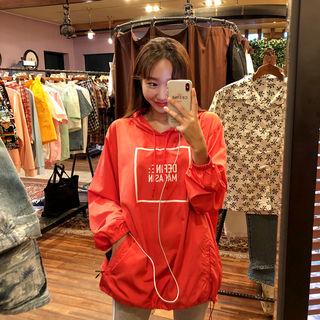 Long-sleeve Drawcord Lettering Hoodie