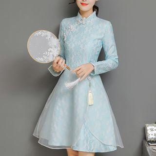 Long-sleeve A-line Cheongsam Dress