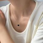 Heart Rhinestone Pendant Alloy Necklace Black Love Heart - Gold - One Size