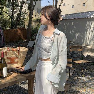 Floral Cropped Tube Top / Plain Shirt
