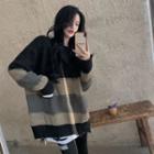 Striped Sweater Black & Light Gray & Gray - One Size