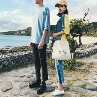 Couple Matching Color Panel Short-sleeve T-shirt