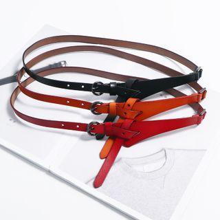 Narrow Faux Leather Buckle Belt