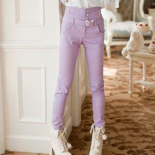 Buttoned High Waist Skinny Jeans