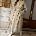 Handmade Epaulet Woolen Coat Khaki - One Size