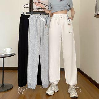 Drawstring-cuff High-waist Sweatpants