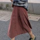 Button Midi A-line Skirt Grayish Pink - One Size