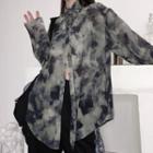 Long Sleeve Tie-dye Shirt / Asymmetric Cropped Vest