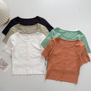 Short-sleeve Round-neck Slim-fit T-shirt