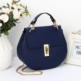 Faux-leather Crossbody Saddle Bag