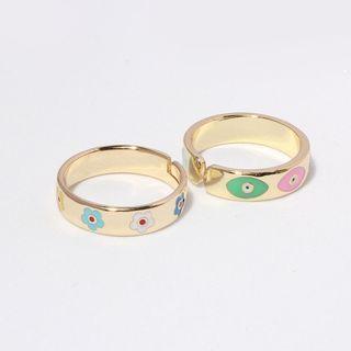 Flower / Eye Glaze Alloy Open Ring