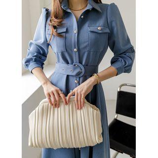 Pleated Large Frame Clutch