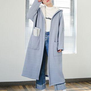 Open-front Fleece-lined Hooded Coat