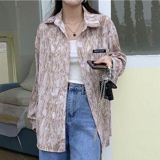 Long-sleeve Tie-dye Loose Fit Pocket Shirt