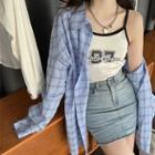 Numbering Camisole Top / Plaid Shirt