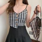 V-neck Houndstooth Knit Camisole Top