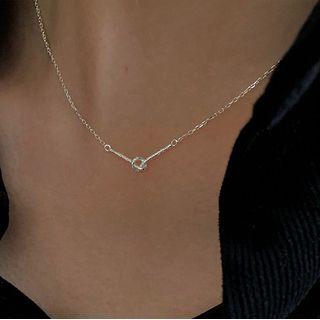 Knot Pendant Alloy Necklace Xl1680 - Silver - One Size
