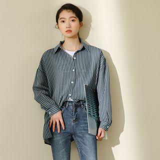 Striped Long-sleeve Shirt Stripe - Yellow - One Size