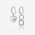 Asymmetrical Heart Drop Earring 1 Pair - With Silver Earring Back - 925 Silver - Silver - One Size