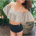 Cold-shoulder Plaid Bikini