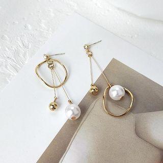 Asymmetric Drop Earring / Rhinestone Drop Earring / Leaf Drop Earring