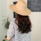 Frayed Straw Sun Hat Beige - One Size