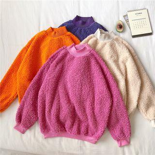 Faux Shearling Mock-neck Sweatshirt