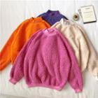 Faux Shearling Mock-neck Sweatshirt