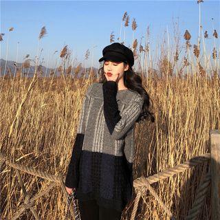 Sailor Collar Cable-knit Sweater As Shown In Figure - One Size