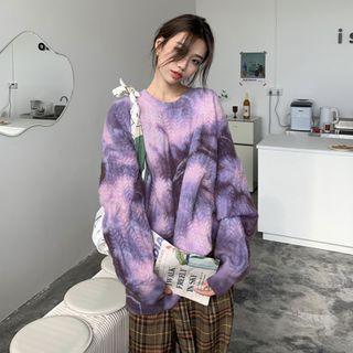 Crewneck Tie-dye Long-sleeve Sweater