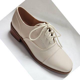 Plain Chunky-heel Oxfords