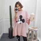 Mickey Mouse Print Shirred-back Top