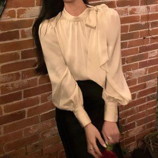 Mock-neck Bow Blouse