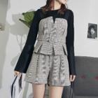 Set: Strapless Check Buckled Top + Shorts