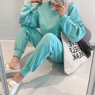 Set: Vivid-color Boxy Sweatshirt + Jogger Pants