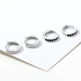 Rhinestone 925 Sterling Silver Hoop Earring