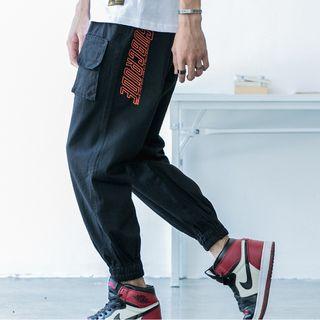 Lettering Cargo Jogger Pants