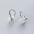 925 Sterling Silver Rhinestone Flower Drop Earrings