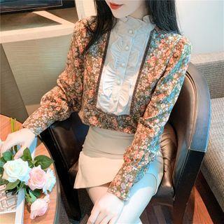Ruffle Panel Floral Blouse