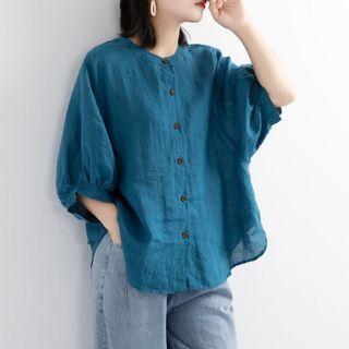 Puff-sleeve Linen Shirt