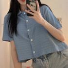 Short-sleeve Textured Crop Shirt