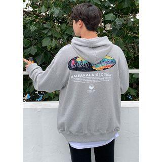 Kangaroo-pocket Letter-printed Boxy Hoodie
