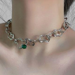 Faux Gemstone Irregular Alloy Choker Green - One Size