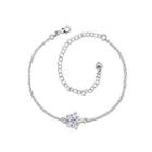 Fashion Classic Flower Blue Cubic Zircon Anklet Silver - One Size